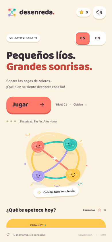Portada de Desenreda en un teléfono